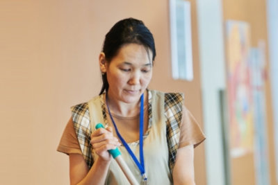 woman cleaning