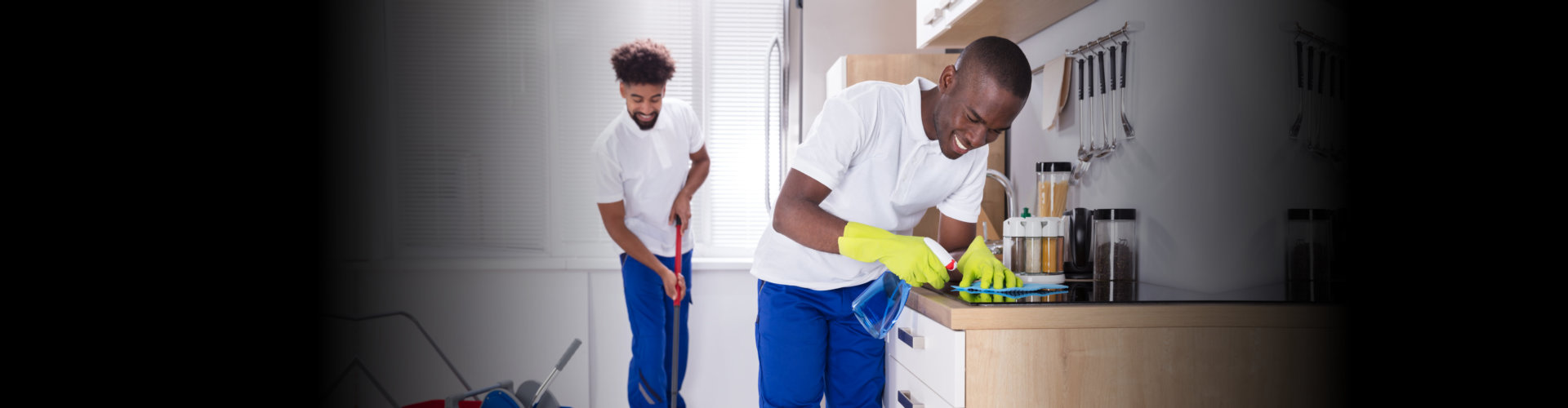 two persons cleaning